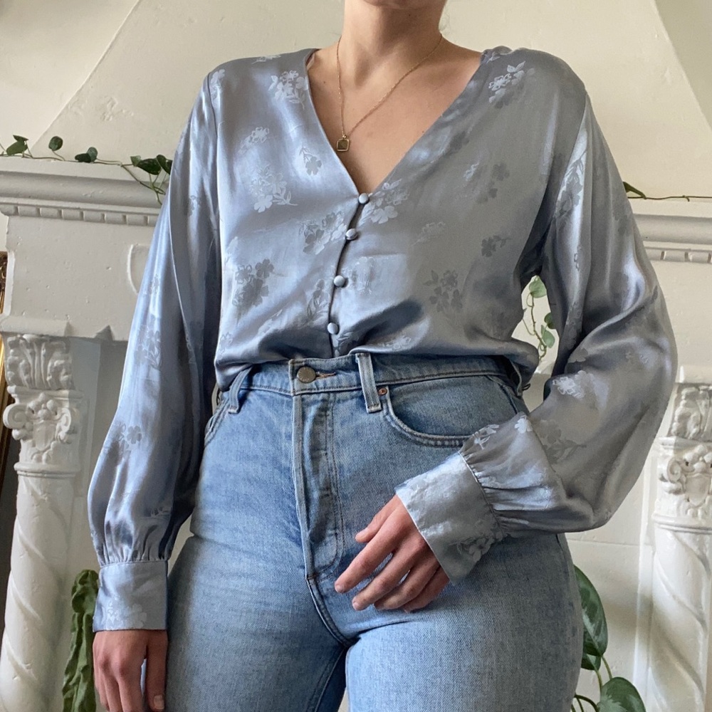 Topshop silk tie blouse